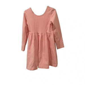 Pink little girls dress pearls and piggytails size 6 long sleeve